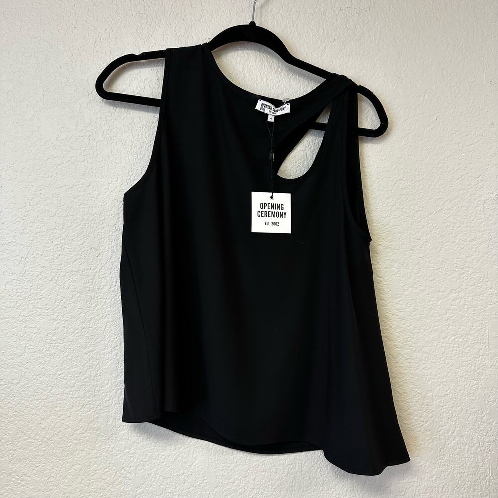 Opening Ceremony Cut Out Cropped Tank Top Black 4 NWT